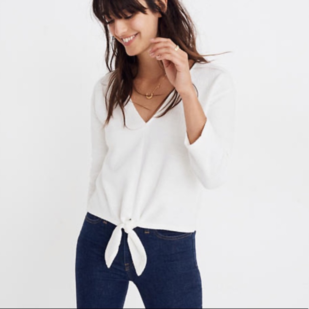 NWT Madewell Texture & Thread Tie Front Top